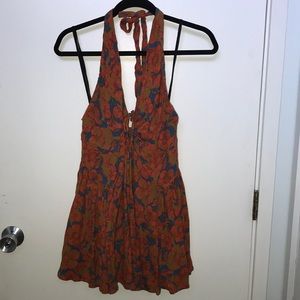 Free people floral print halter dress. Size small